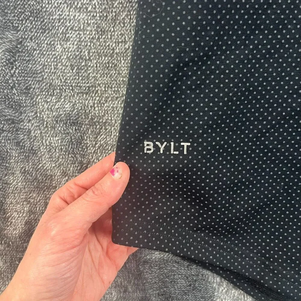 BYLT Drop Cut Shirt S/S Lux Polka Dot Black Sz XL Short Sleeve Performance Golf